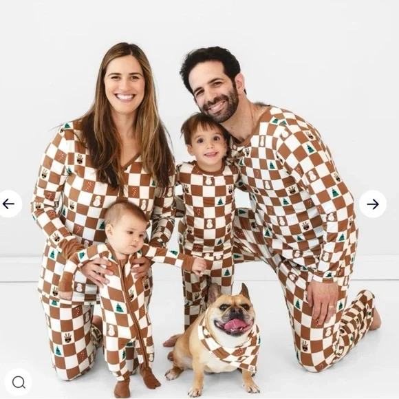 NEW little sleepies holiday Christmas bamboo pajamas top checks - Picture 2 of 4